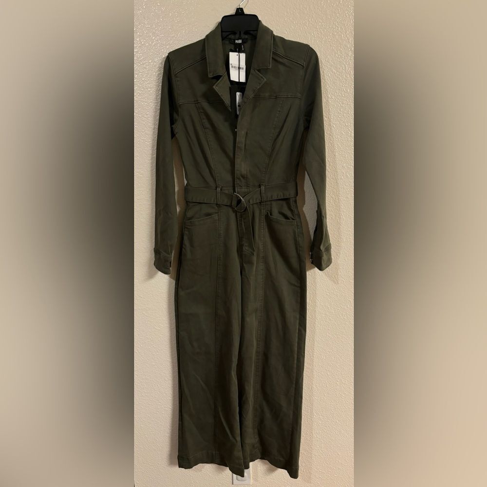 PAIGE Anessa Long Sleeve Jumpsuit in Vintage Brushed Olive NWT - Picture 4 of 8